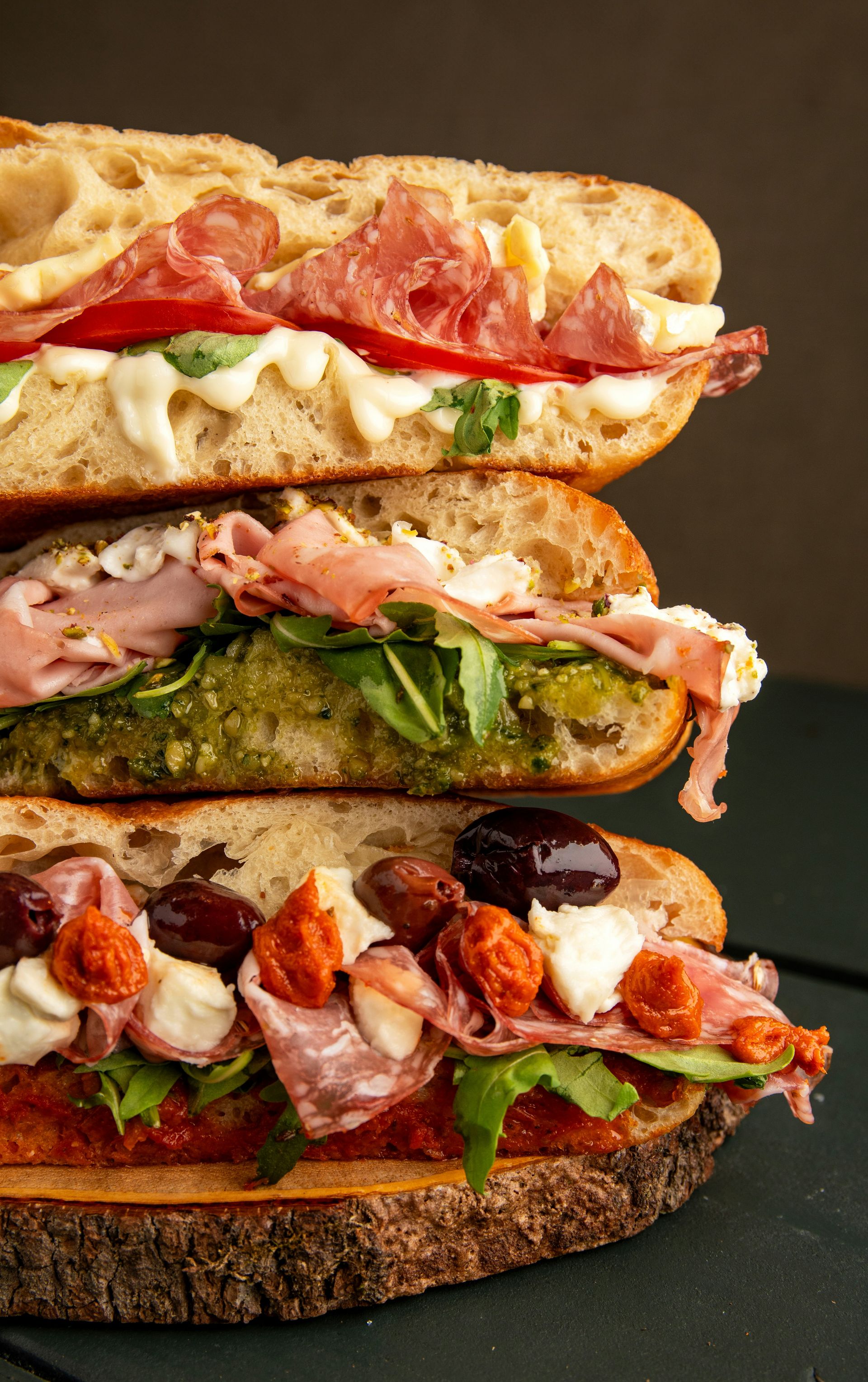 A close up of a sandwich on a table
